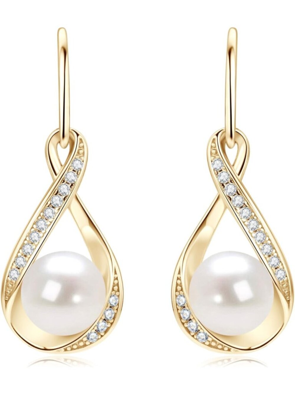 Elegant Freshwater Pearl Drop Earrings, 14K Gold Plated, Perfect Gift for Women
